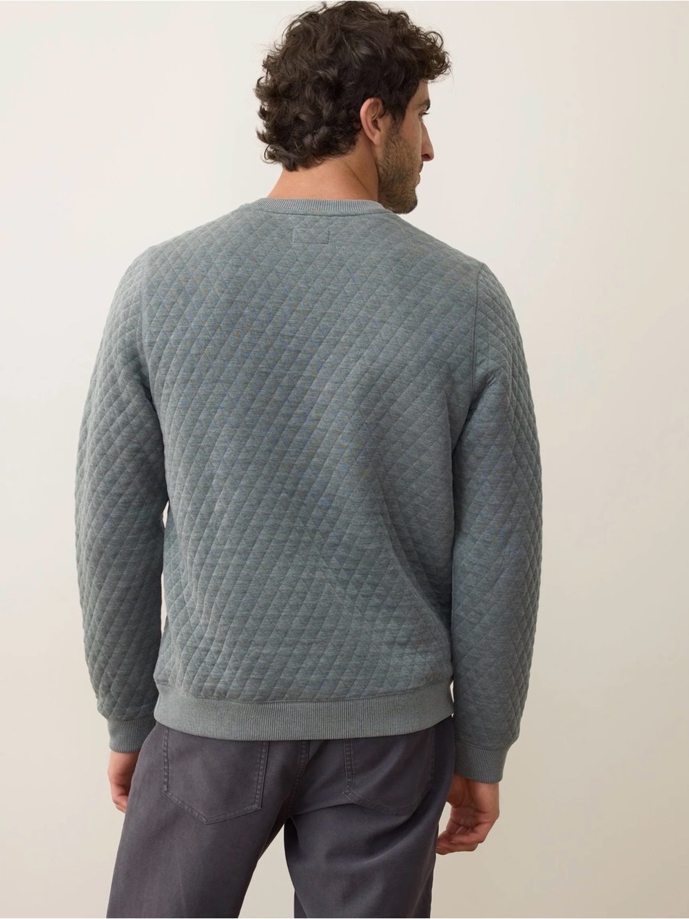 Marine Layer Size M Corbet Quilted Crewneck in Dusty Pine - Picture 3 of 8